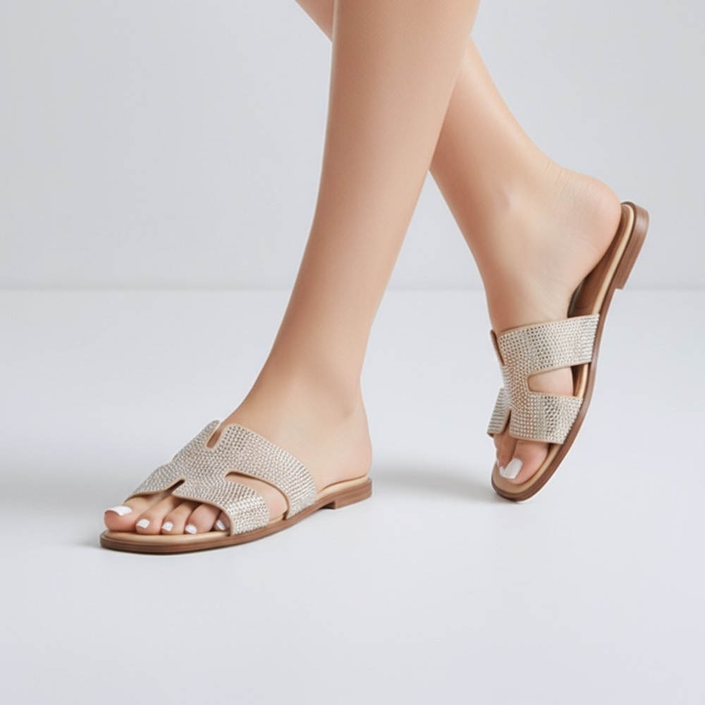 Glamorous Rhinestone Slide Sandals - Picture 3 of 8